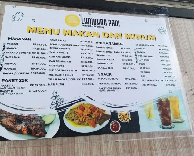 Harga menu masakan Pari Bendo