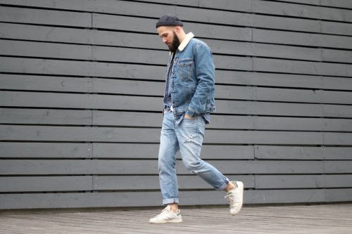 Jaket Jeans Dan Sepatu Kets Vans High Top
