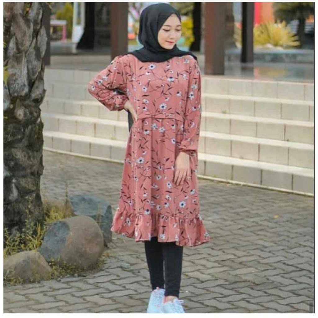 Tunik Motif Bunga Simple