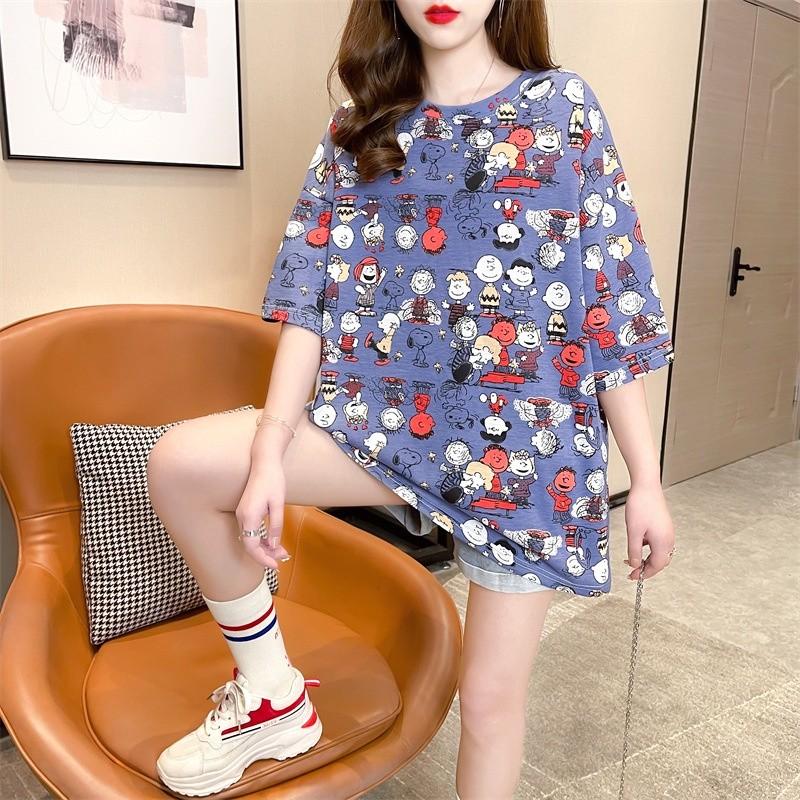 Kaos Oversized Dengan Gambar Karakter Lucu