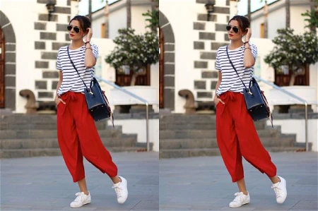 Striped Pants merah