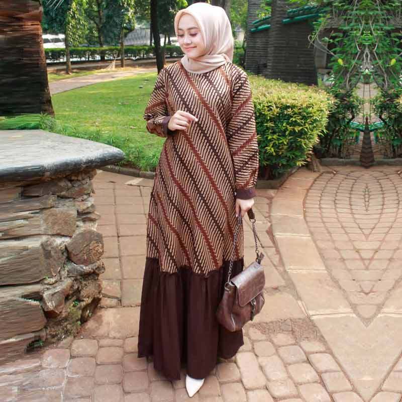 Gamis Batik Full Motif Coklat