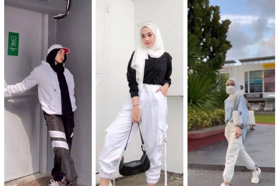 ootd celana jogger cargo wanita hijab (1)