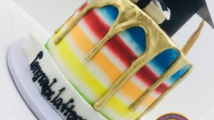 Rainbow Graduation Cake1
