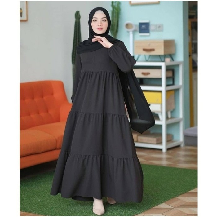 OOTD Pengajian Gamis Hitam